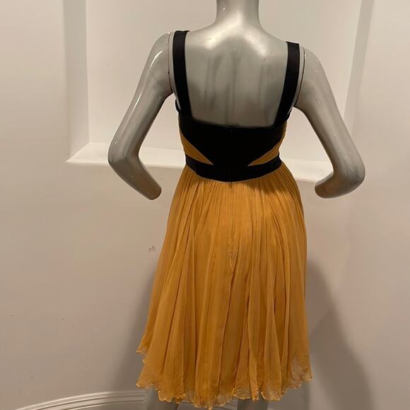 Andy The Anh Sleeveless Chiffon Yellow Black Bow Dress Size 4 - Picture 10 of 12